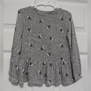 Cat & Jack Gray Heart Pattern Kids Top